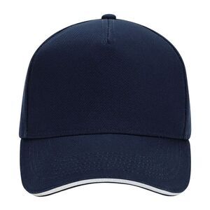 Beechfield Ultimate 5 Panel Sandwich Peak Baseball Cap / French Navy/White